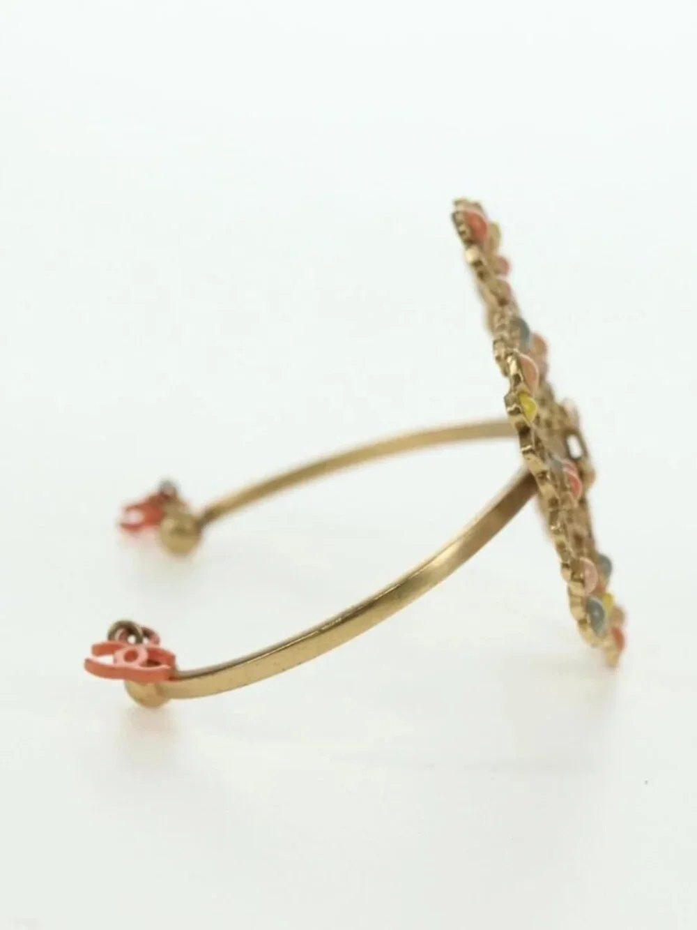 CHANEL Bangle COCO Mark Bracelet metal Gold Tone CC Auth YKZ1423M